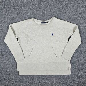 Polo Ralph Lauren Mens Grey Crew Neck Sweatshirt Kangaroo Pocket Size Small